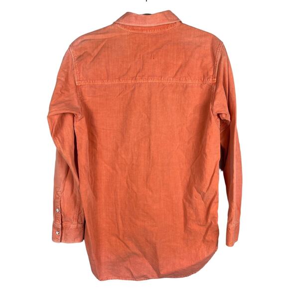 Madewell Casual Brick Orange Long Sleeve Chest Pocket Button Up Shirt Size Small - Picture 4 of 10